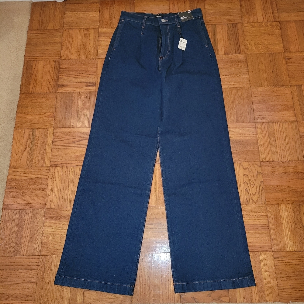 Express super high waisted wide leg jeans dark blue NWT 4R